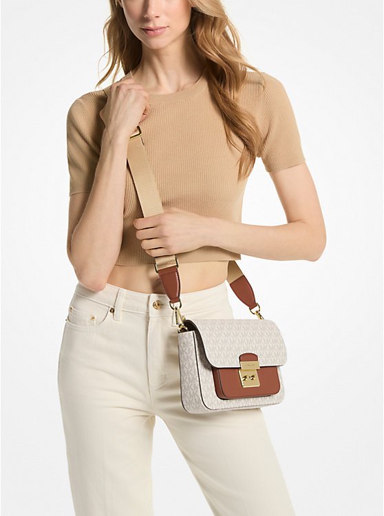 Michael Kors Monogram Canvas Flap Crossbody Bag