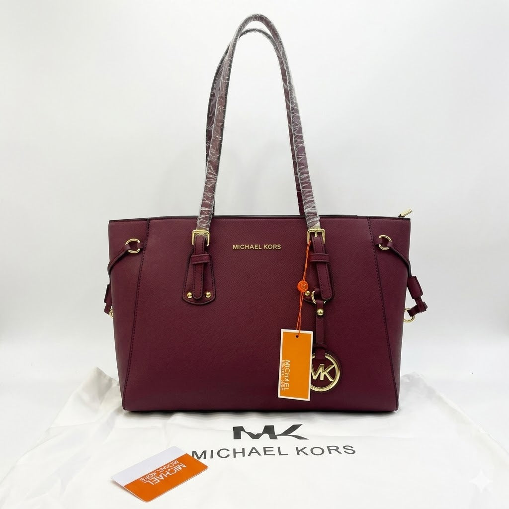 Michael Kors Charlotte Large Saffiano Leather Top-Zip Tote Bag