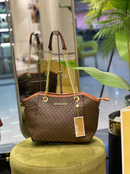 Michael-Kors Jet Set Chain Shoulder Tote (MK Signature Canvas)