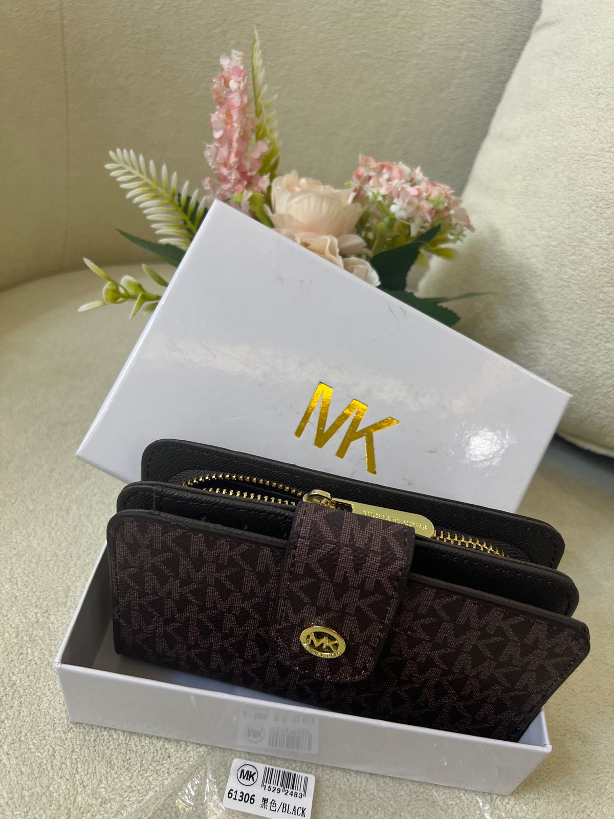 Michael Kors MK Monogram Button Wallet Style