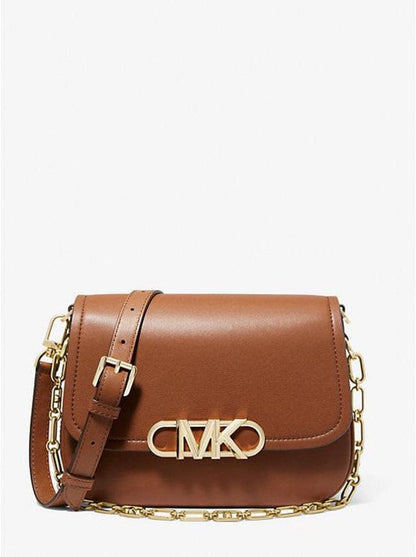 Michael Kors Parker Medium Leather Messenger Bag (Brown)