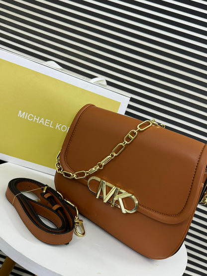 Michael Kors Parker Medium Leather Messenger Bag (Brown)