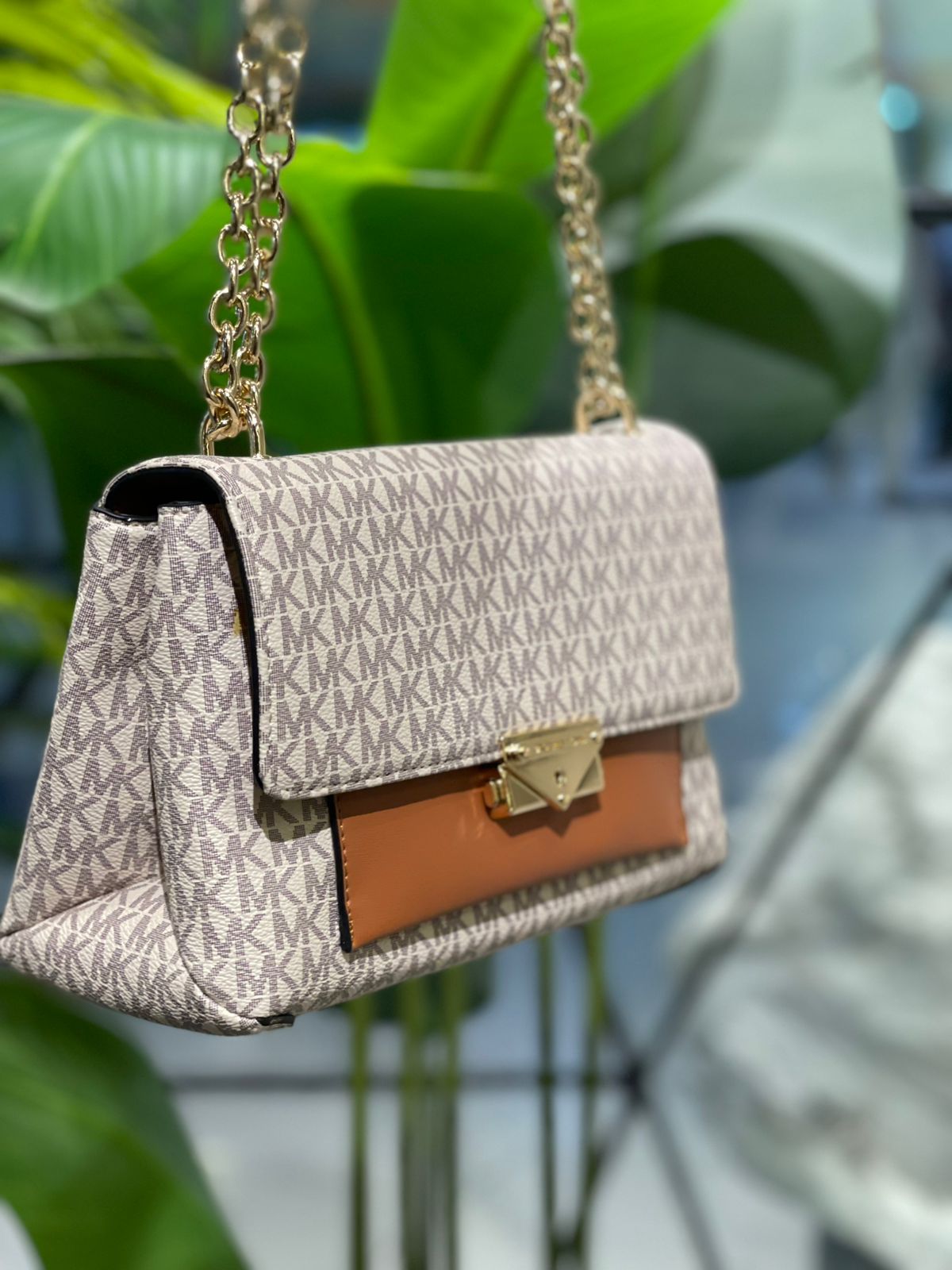 Michael Kors MK Monogram Chain Shoulder Bag