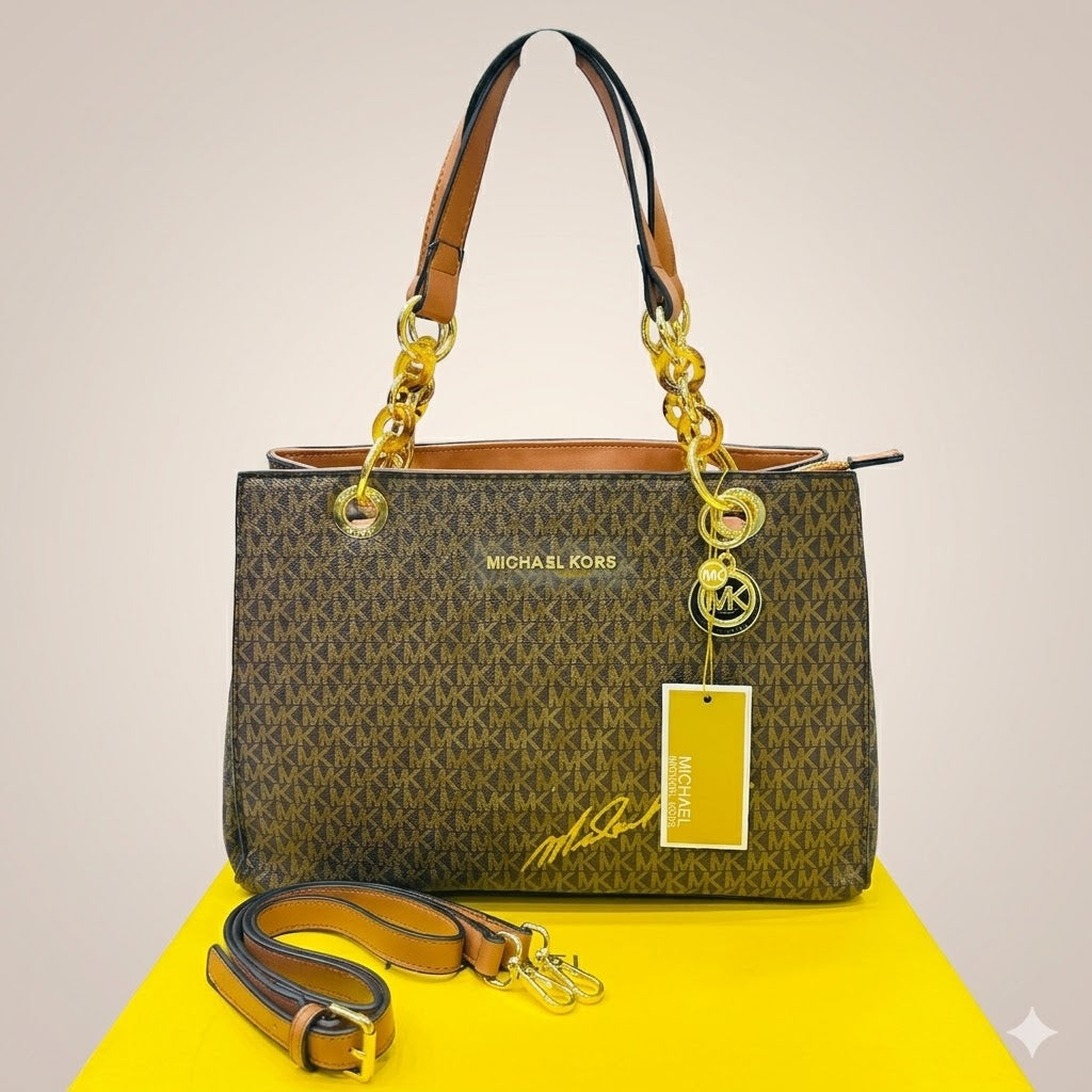 Michael Kors Signature MK Large Tote Bag with Chain Handle