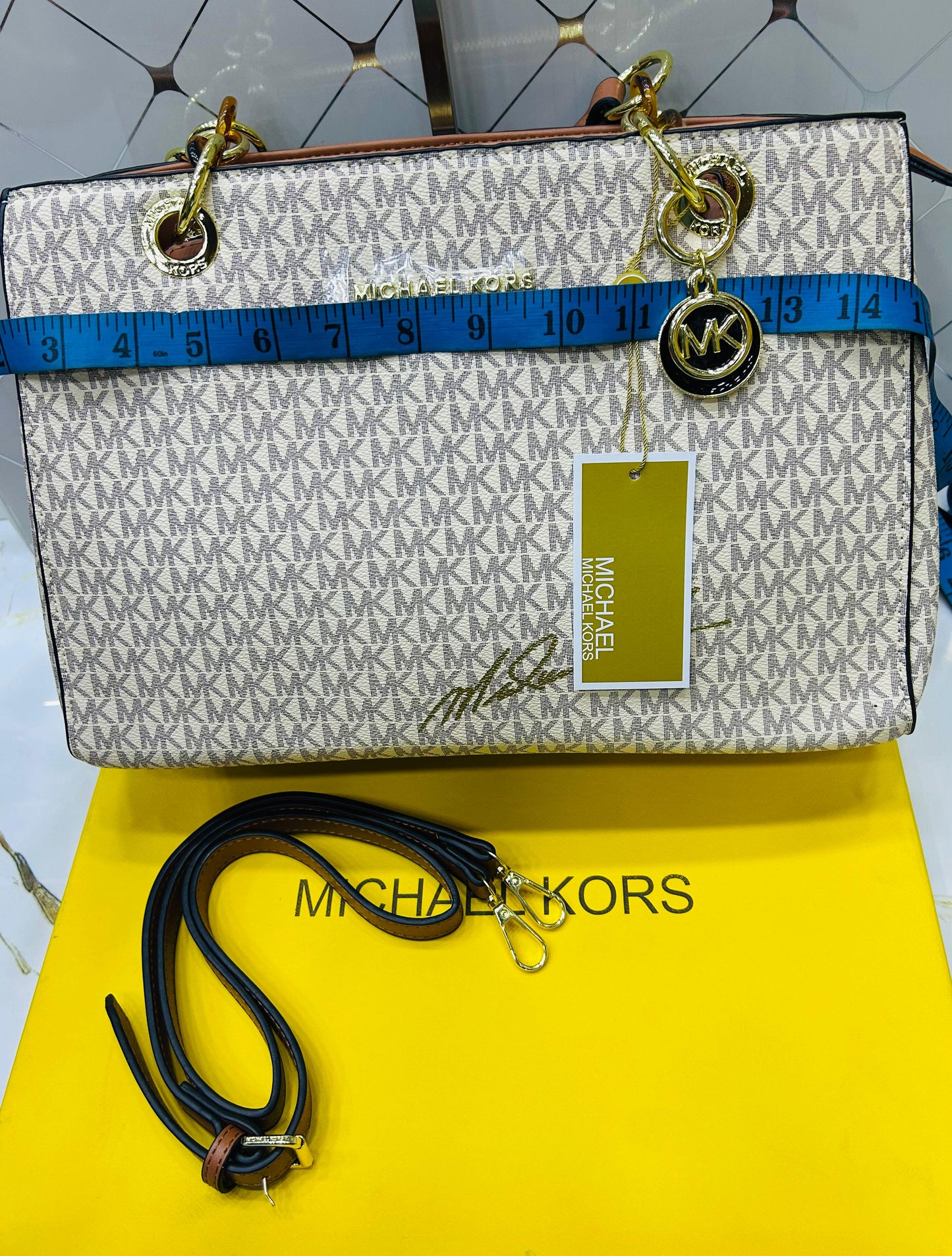 Michael Kors Signature MK Large Tote Bag with Chain Handle