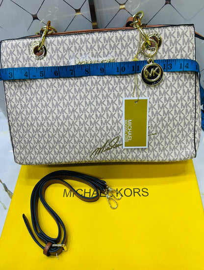 Michael Kors Signature MK Large Tote Bag with Chain Handle