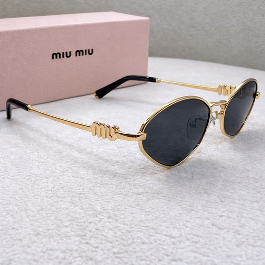 Miu Miu Logo Temple Oval Frame Sunglasses