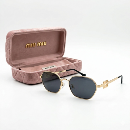 Miu Miu Logo Temple Oval Frame Sunglasses