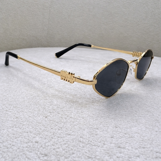 Miu Miu Logo Temple Oval Frame Sunglasses