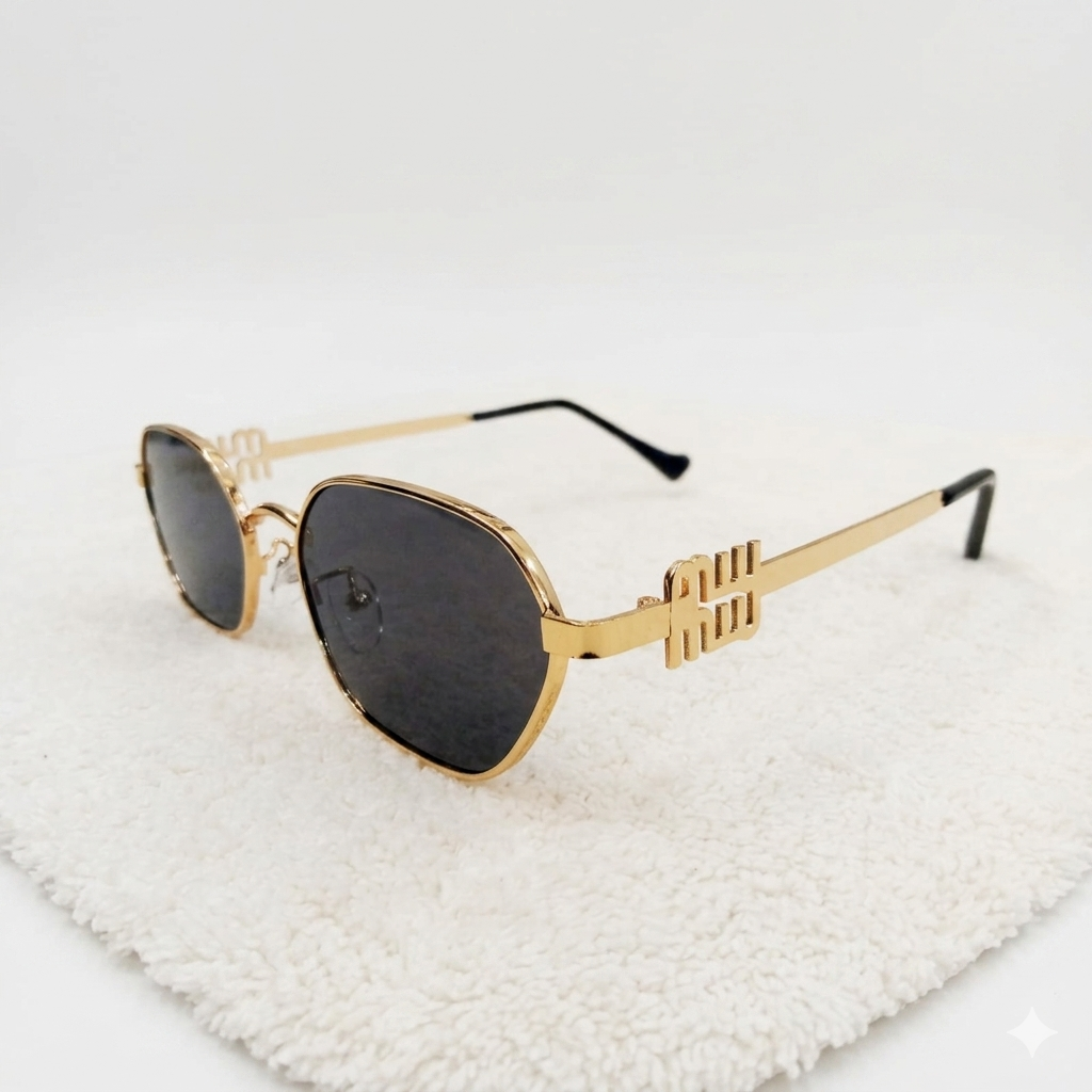 Miu Miu Logo Temple Oval Frame Sunglasses