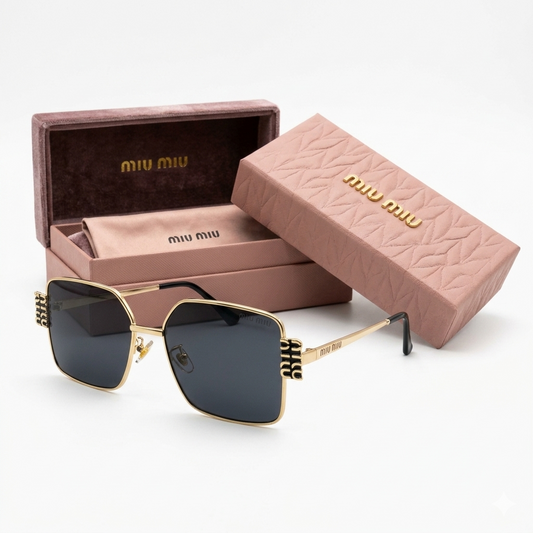 Miu Miu Luxe Square Metal Sunglasses