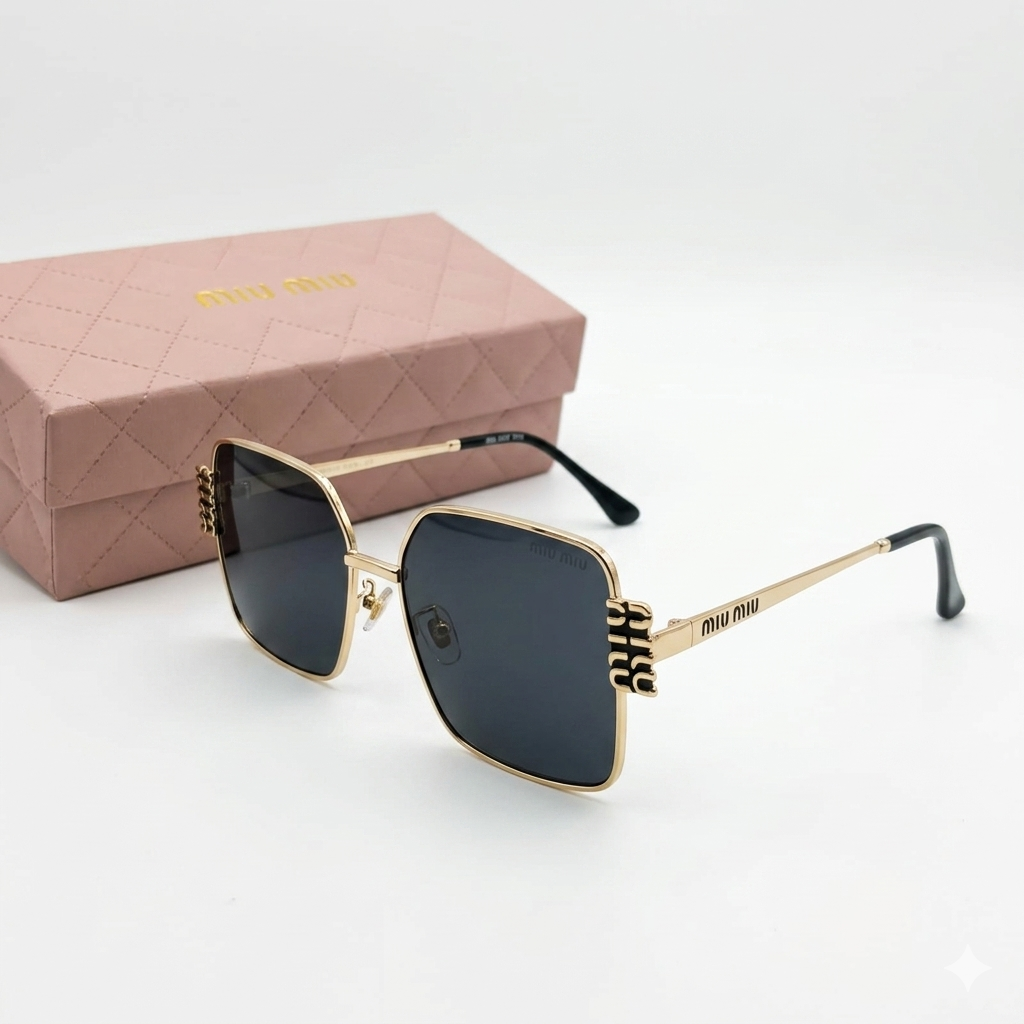 Miu Miu Luxe Square Metal Sunglasses