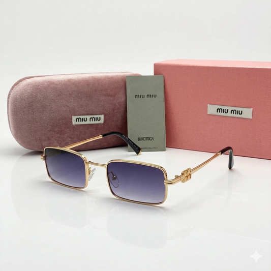 Miu Miu Rectangle Metal Frame Sunglasses Style