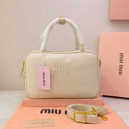 Miu Miu Embossed Logo Top-Handle Shoulder Bag