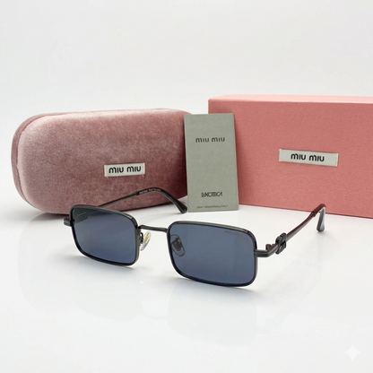 Miu Miu Rectangle Metal Frame Sunglasses Style