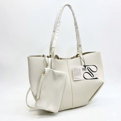 Polène Cyme Large Textured Leather Tote Bag with Pouch