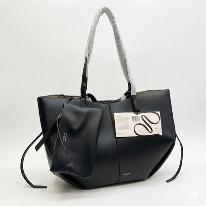 Polène Cyme Large Textured Leather Tote Bag with Pouch