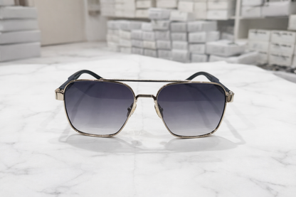 Porsche Rectangular Metal Aviator Sunglasses
