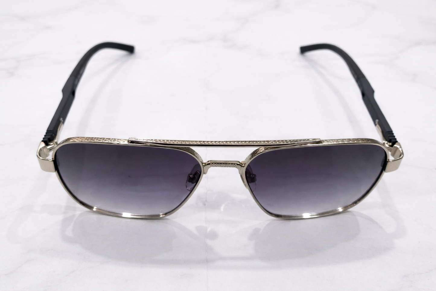 Porsche Rectangular Metal Aviator Sunglasses