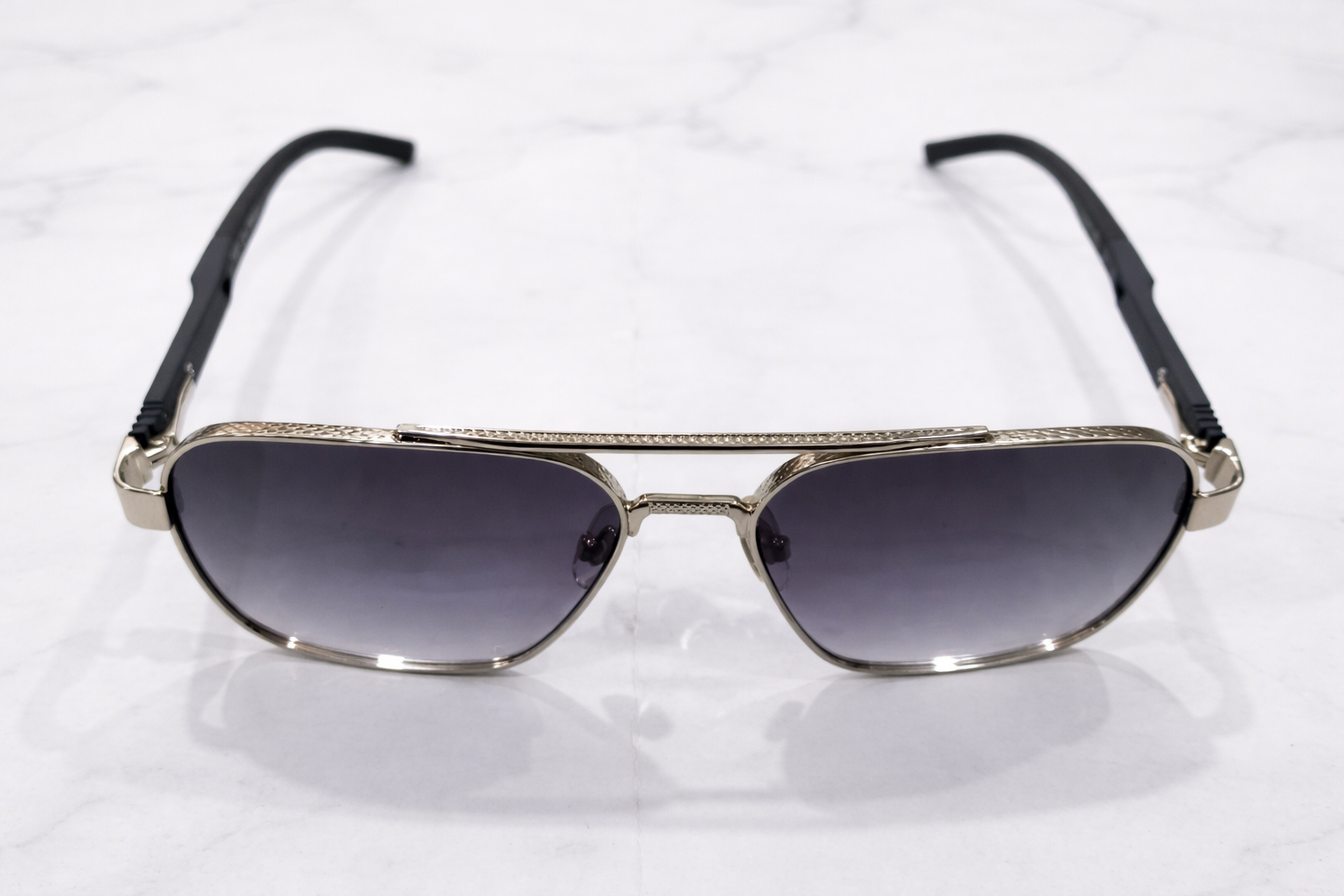Porsche Rectangular Metal Aviator Sunglasses