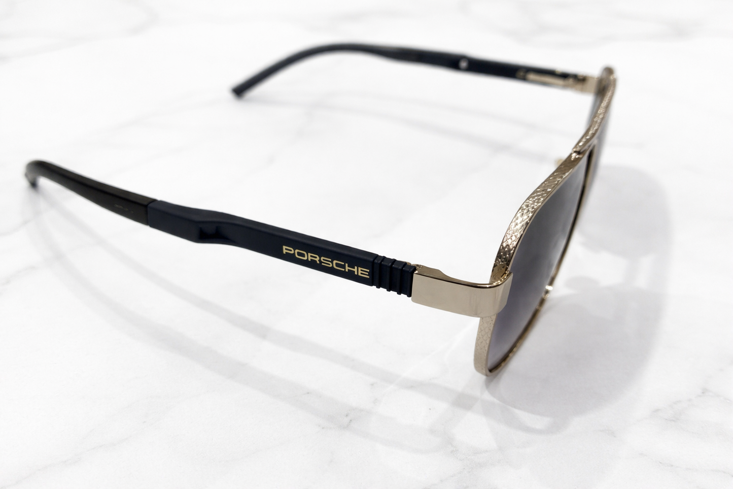 Porsche Rectangular Metal Aviator Sunglasses