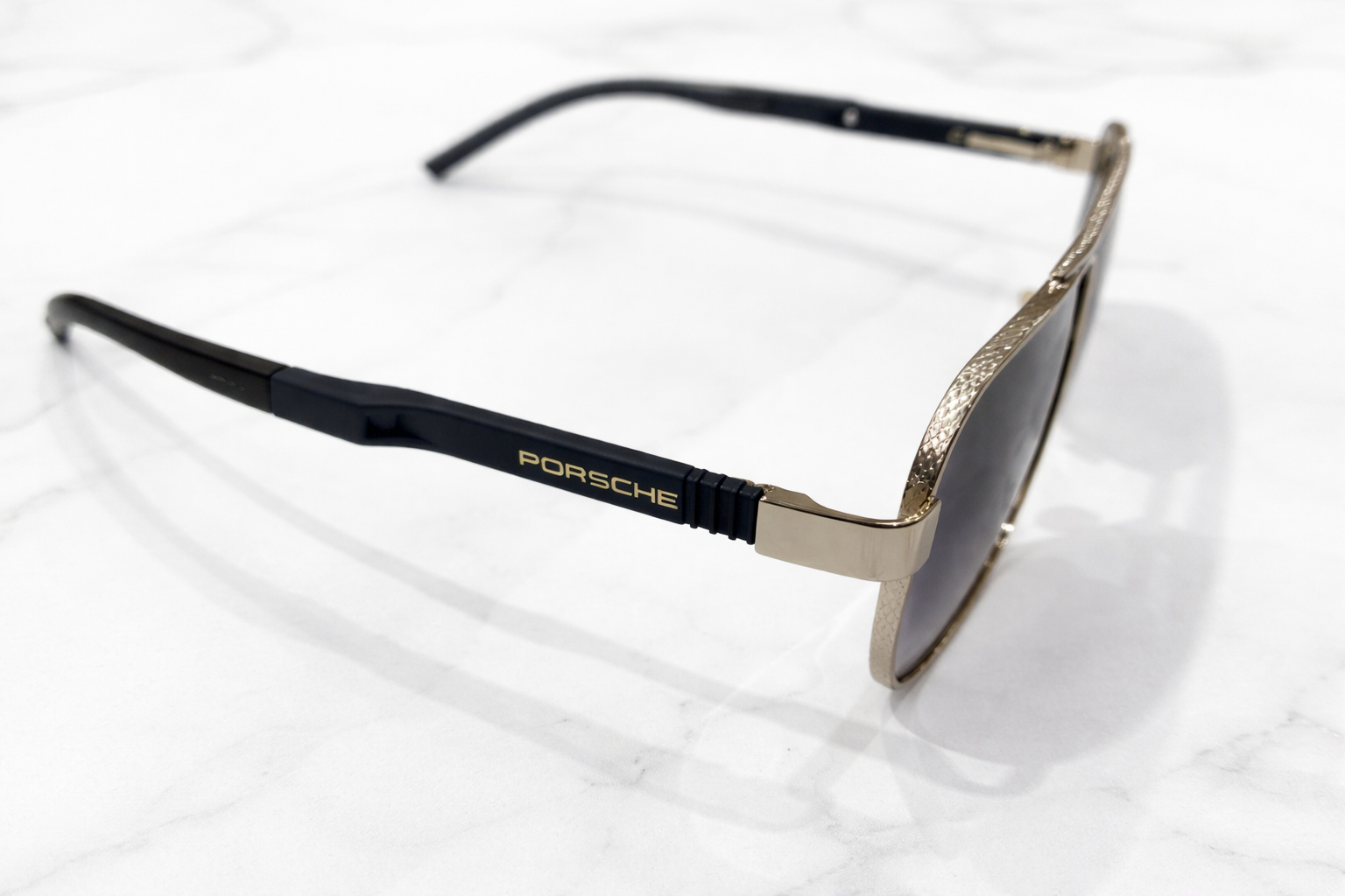 Porsche Rectangular Metal Aviator Sunglasses