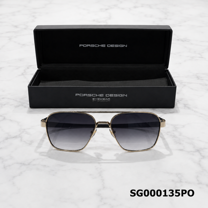 Porsche Rectangular Metal Aviator Sunglasses