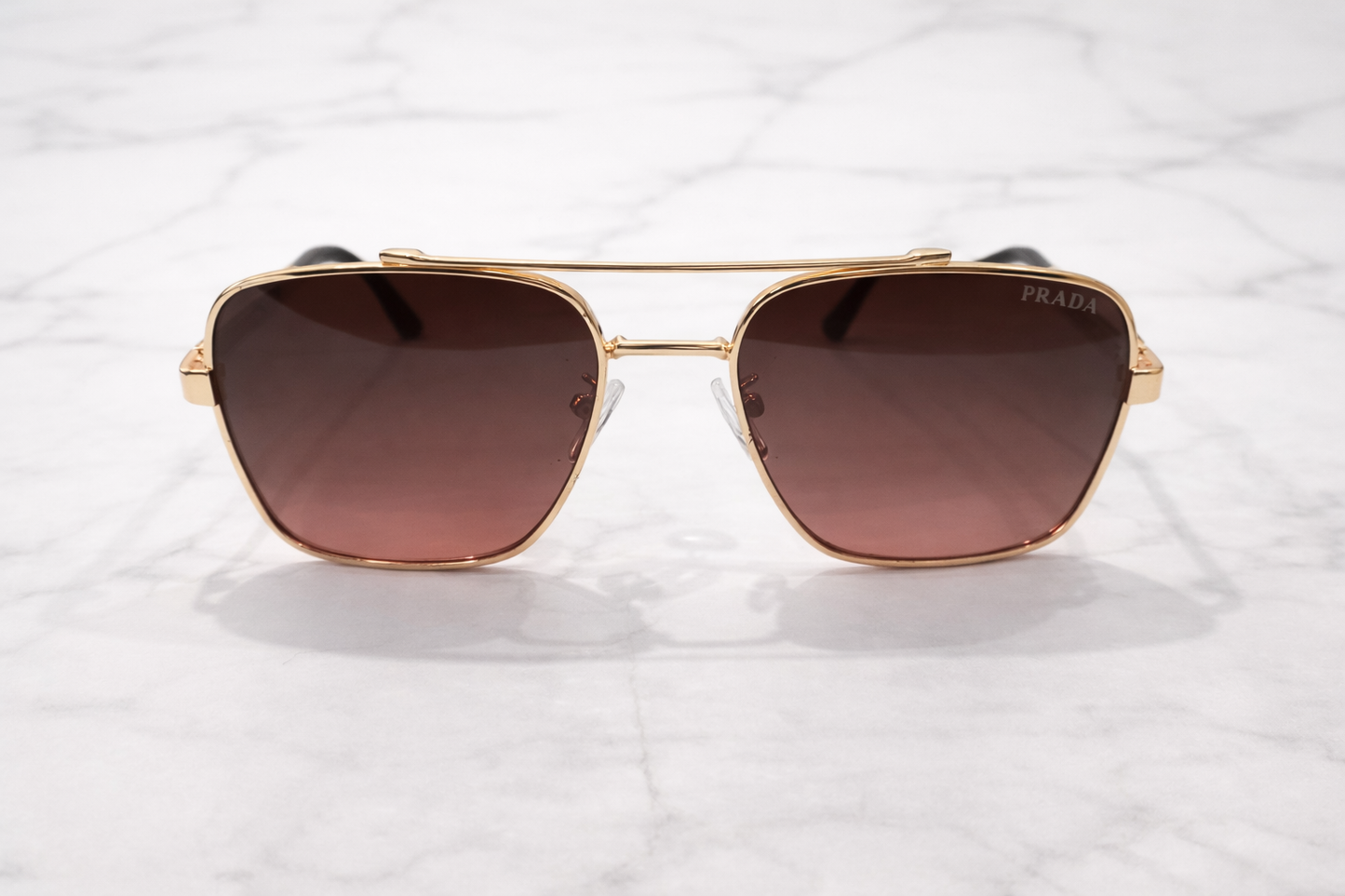 Prada Square Metal Aviator Sunglasses – Brown Gradient