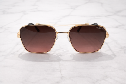 Prada Square Metal Aviator Sunglasses – Brown Gradient