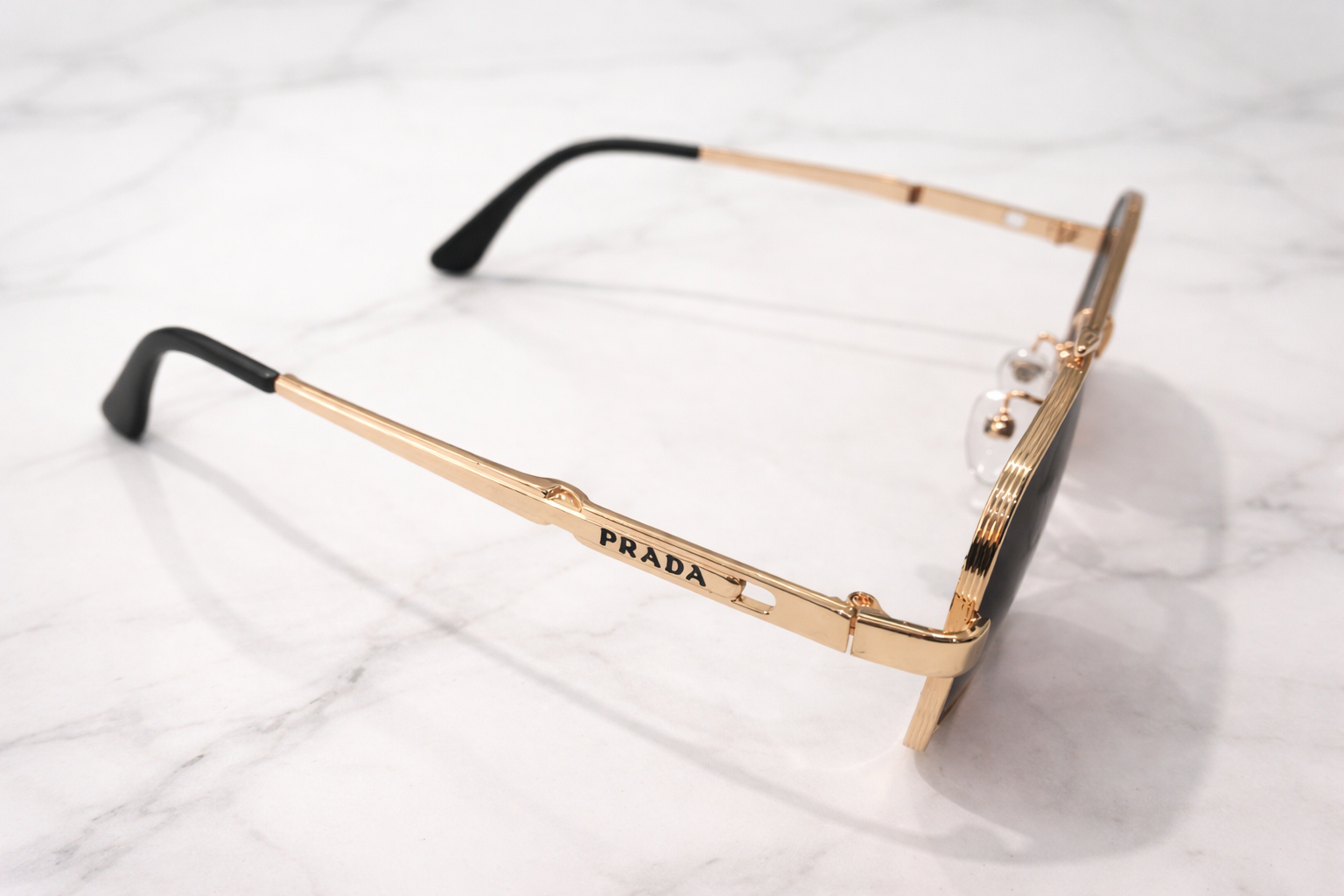 Prada Square Metal Aviator Sunglasses – Brown Gradient