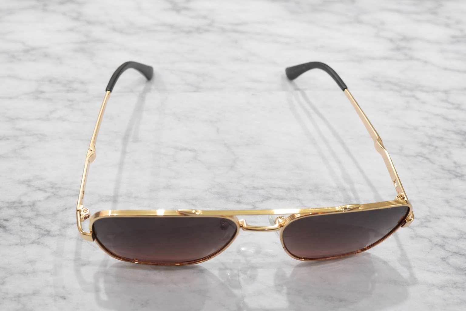Prada Square Metal Aviator Sunglasses – Brown Gradient