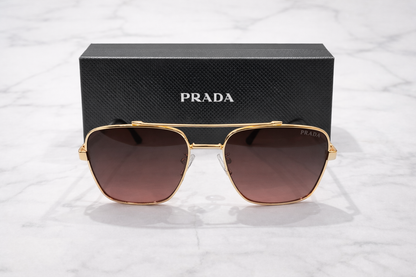Prada Square Metal Aviator Sunglasses – Brown Gradient