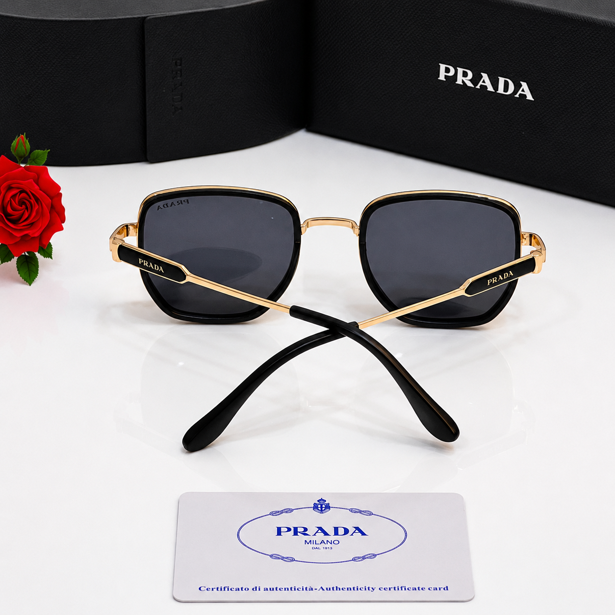 Prada Luxe Geometric Metal Sunglasses