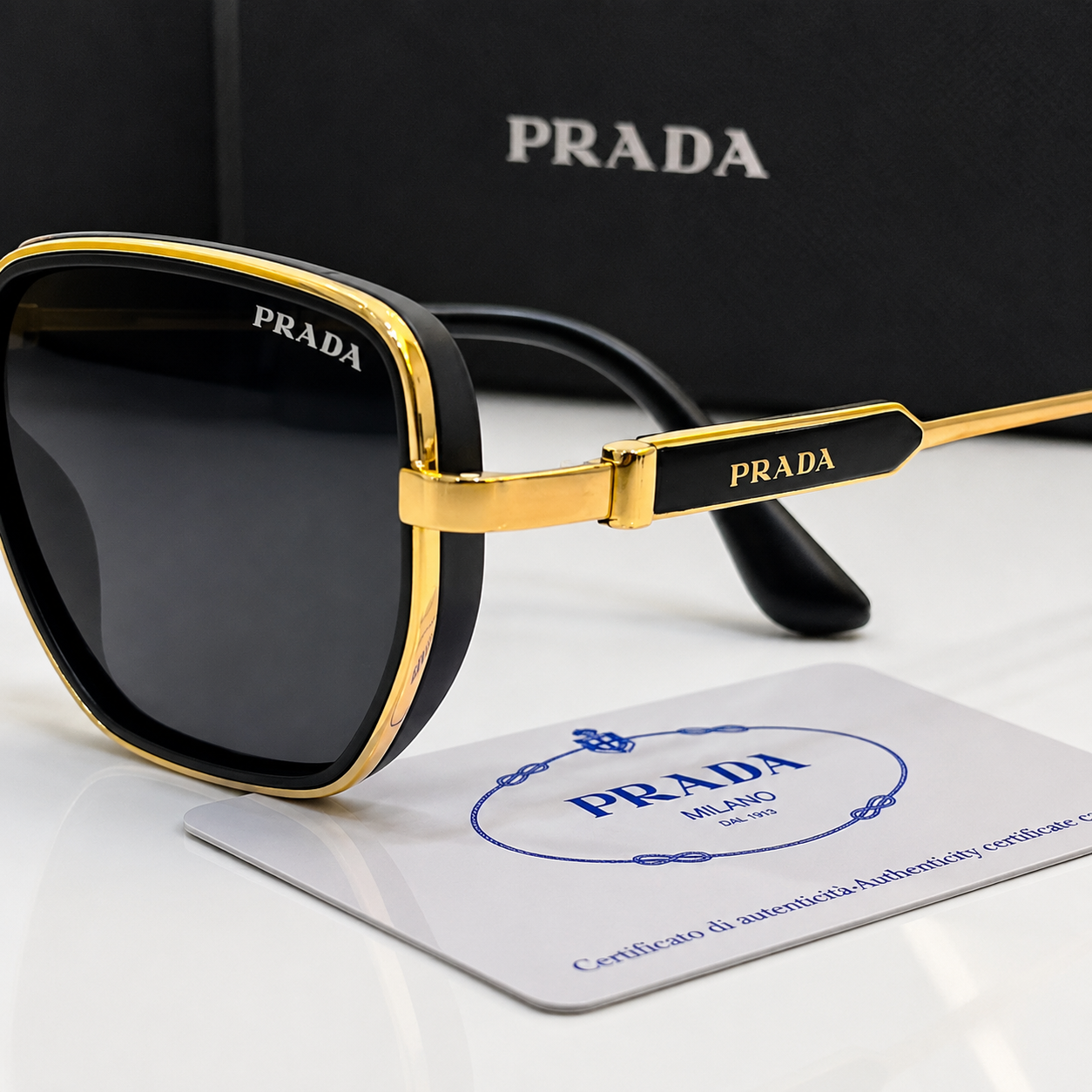 Prada Luxe Geometric Metal Sunglasses