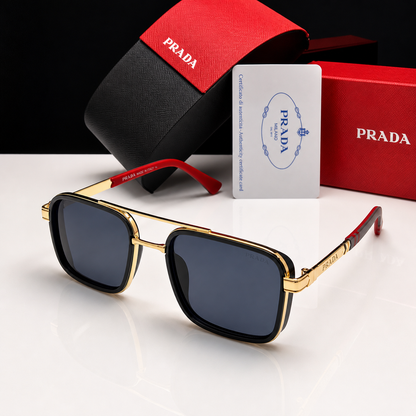 Prada Rectangular Double Bridge Sunglasses