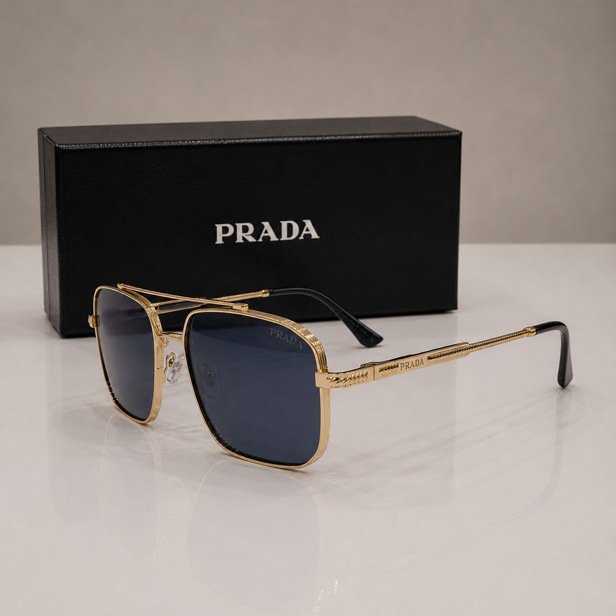 Prada Gold Square Gradient Sunglasses