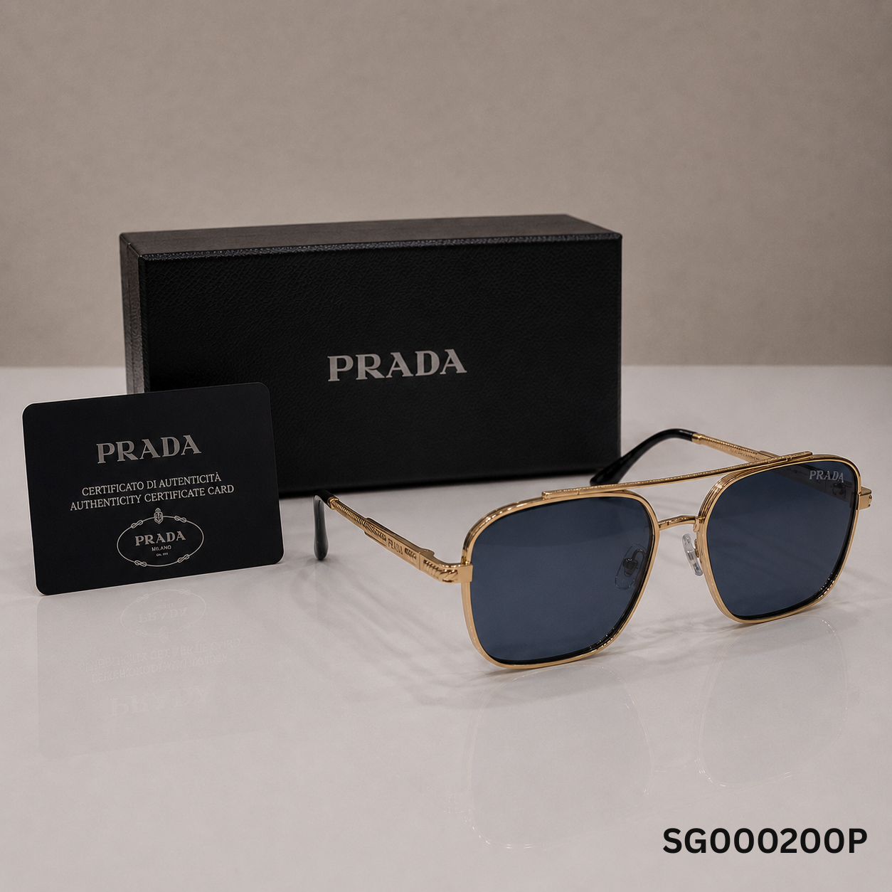 Prada Gold Square Gradient Sunglasses