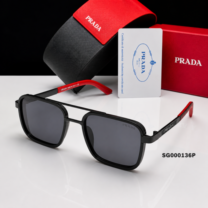 Prada Rectangular Double Bridge Sunglasses