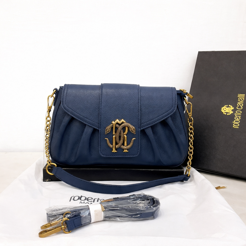 Roberto Cavalli RC Monogram Pleated Shoulder Bag