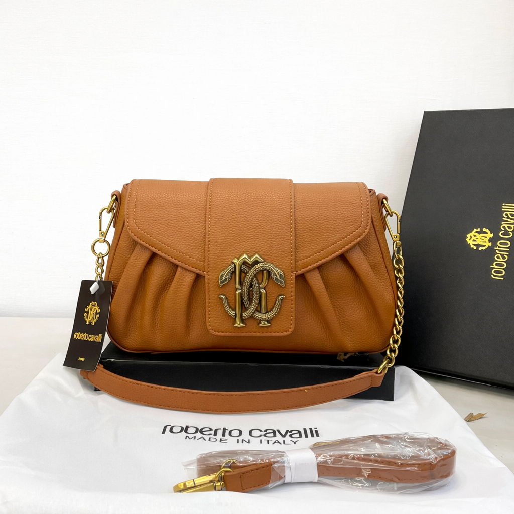 Roberto Cavalli RC Monogram Pleated Shoulder Bag