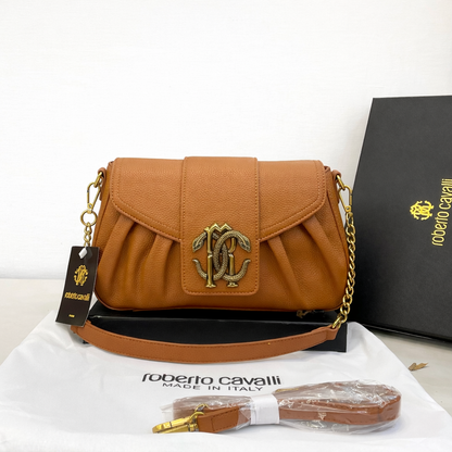 Roberto Cavalli RC Monogram Pleated Shoulder Bag