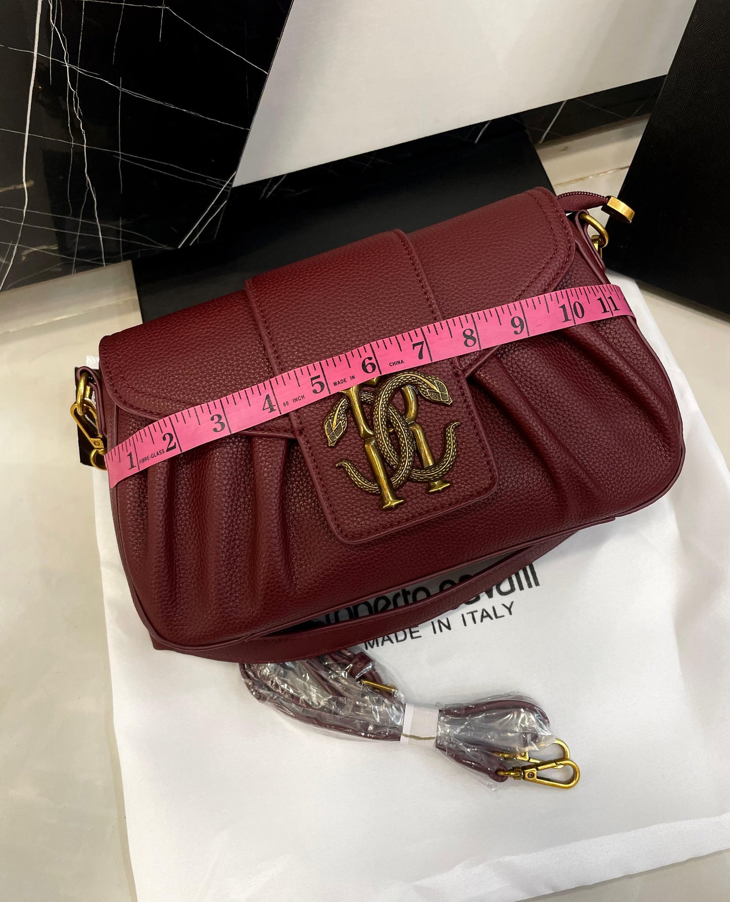 Roberto Cavalli RC Monogram Pleated Shoulder Bag