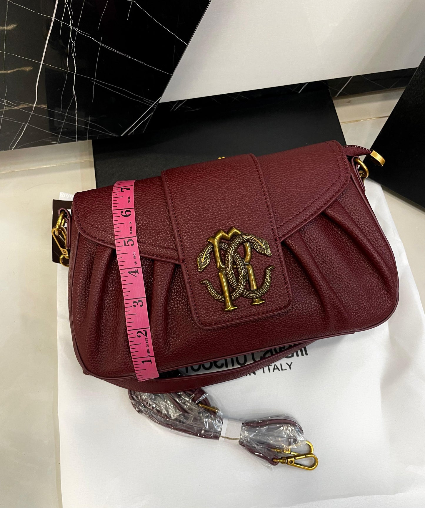 Roberto Cavalli RC Monogram Pleated Shoulder Bag
