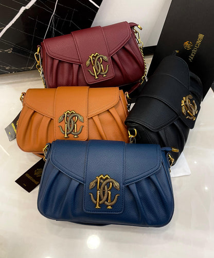 Roberto Cavalli RC Monogram Pleated Shoulder Bag