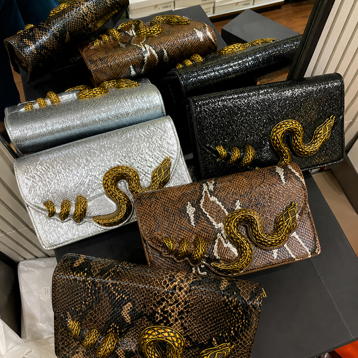 Roberta Snake-Head Python Shoulder Bag