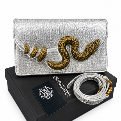 Roberta Snake-Head Python Shoulder Bag