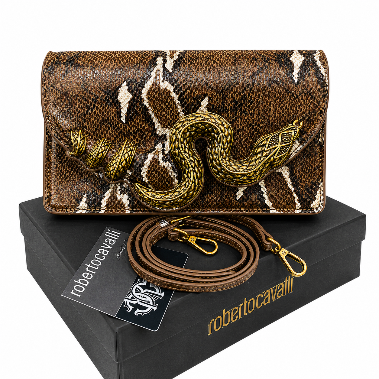 Roberta Snake-Head Python Shoulder Bag
