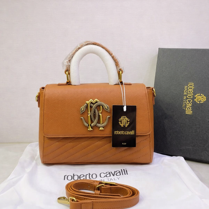 Roberto Cavalli Monogram Crest Top-Handle Shoulder Bag 