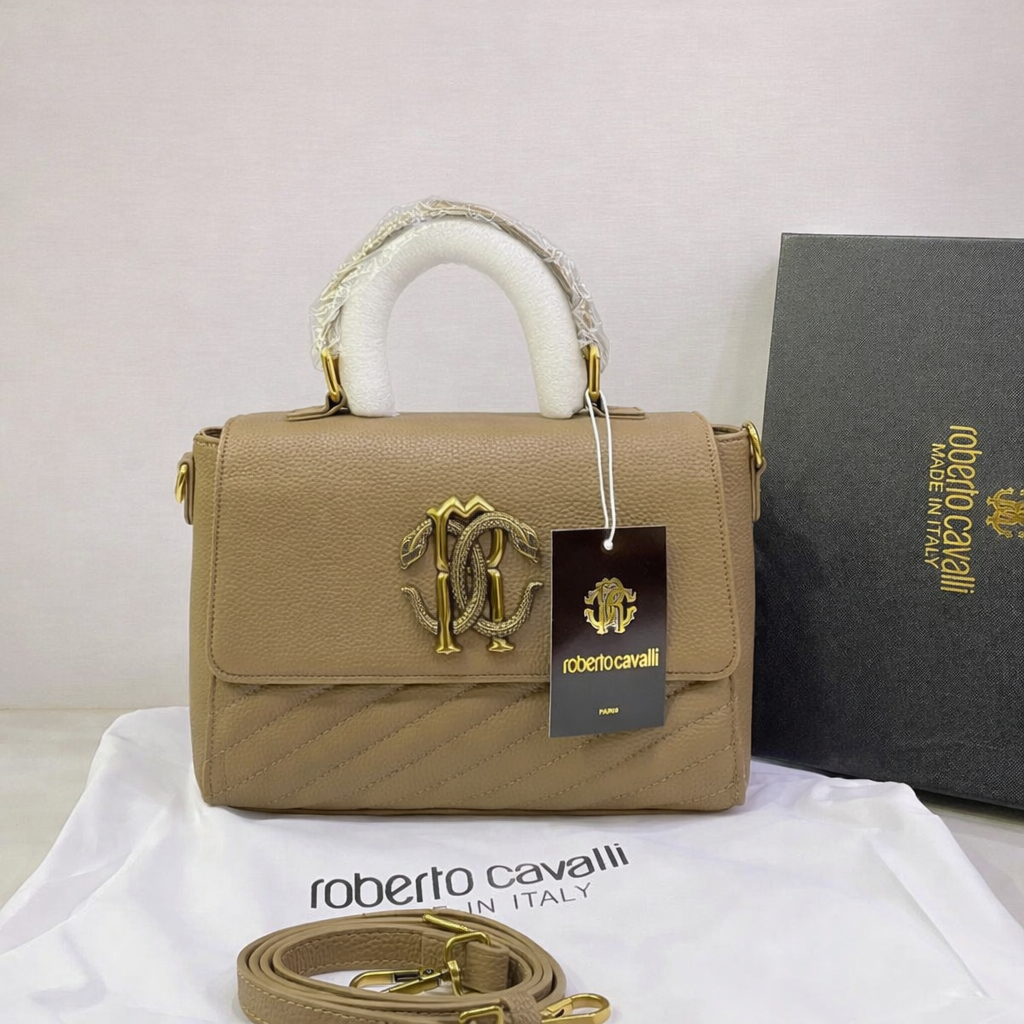 Roberto Cavalli Monogram Crest Top-Handle Shoulder Bag 