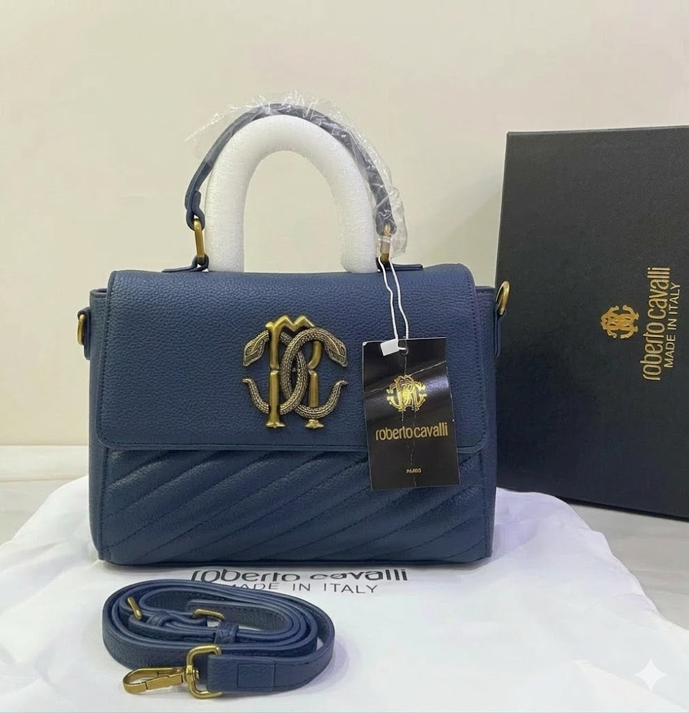 Roberto Cavalli Monogram Crest Top-Handle Shoulder Bag 